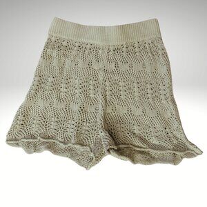 Green Crochet Knit Elastic Waist Shorts Size XS